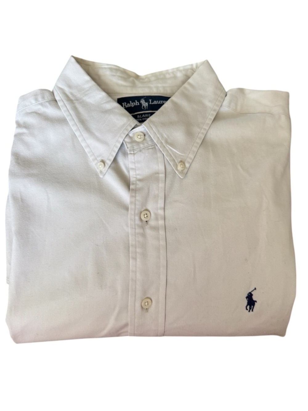 Vintage Polo Ralph Lauren Shirt Mens XL Beige Button Down Short Sleeve Blaire